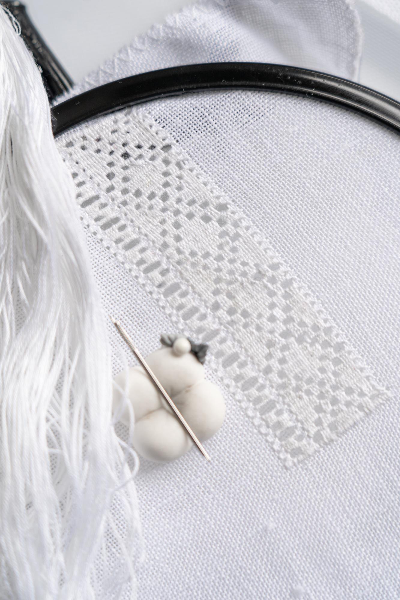 close up satin stitch monogram